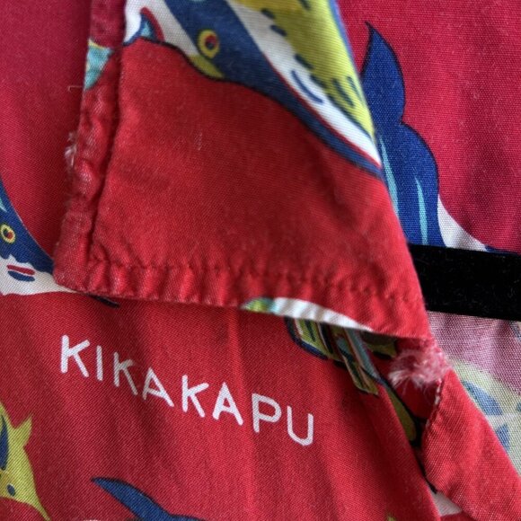 Vintage Reminiscence by Stewart Richer Red Hawaiian Fish Loop Collar Shirt - Picture 4 of 10